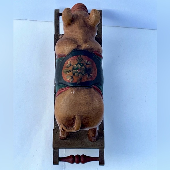 Vintage Wooden Rocking Pig Hog Rocker Folk Art Painted & Carved *Collectible - Picture 7 of 15